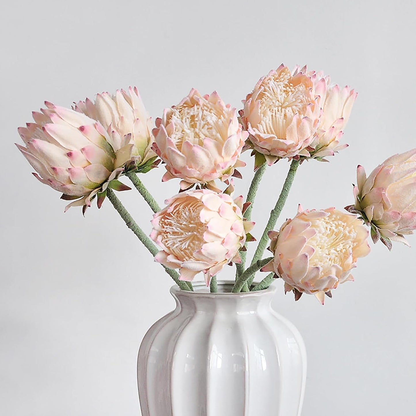 4 Piece Artificial King Protea Flower Tropical Flowers Bouquet Spring Fake Protea Cynaroides Flower Arrangements Silk Flower Bouquet for Wedding Table Centerpiece Decor