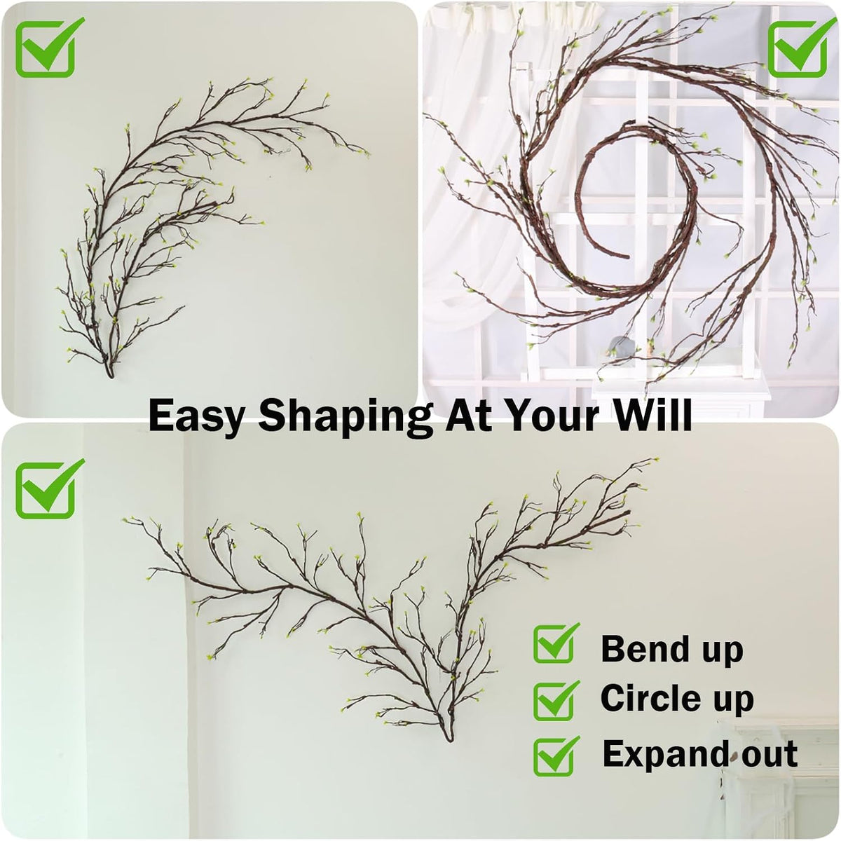 118" Fake Tree Willow Leaves Branches Twig Garland Hanging Decor