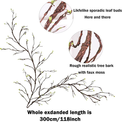 118" Fake Tree Willow Leaves Branches Twig Garland Hanging Decor