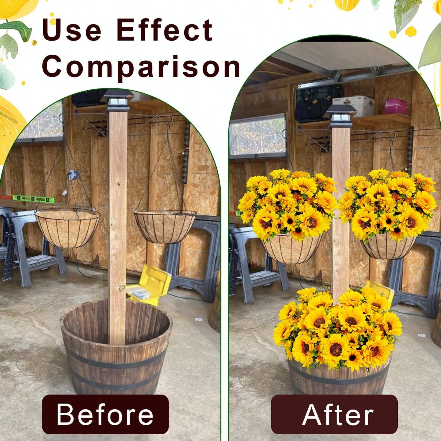 Artificial Sunflowers for Outdoors, 10 Bundles Fake Silk Sunflowers with Eucalyptus Leaves UV Resistant for Home Outside Front Door Porch Planters Garden Balcony Yard Patio Wedding Party Decor