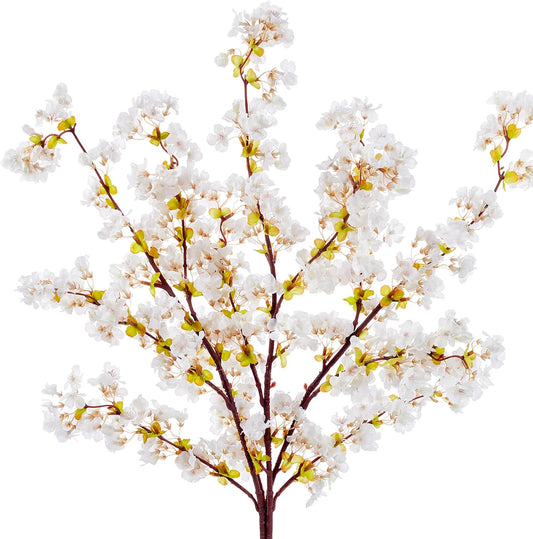 6Pcs Artificial Cherry Blossom Branches Decor Fake Flowers Silk Spring Faux Flowers 16" Peach Bouquet for Home Wedding Bedroom Japanese Decoration DIY Table Centerpiece Arrangement(Pink)