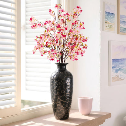 6Pcs Artificial Cherry Blossom Branches Decor Fake Flowers Silk Spring Faux Flowers 16" Peach Bouquet for Home Wedding Bedroom Japanese Decoration DIY Table Centerpiece Arrangement(Pink)