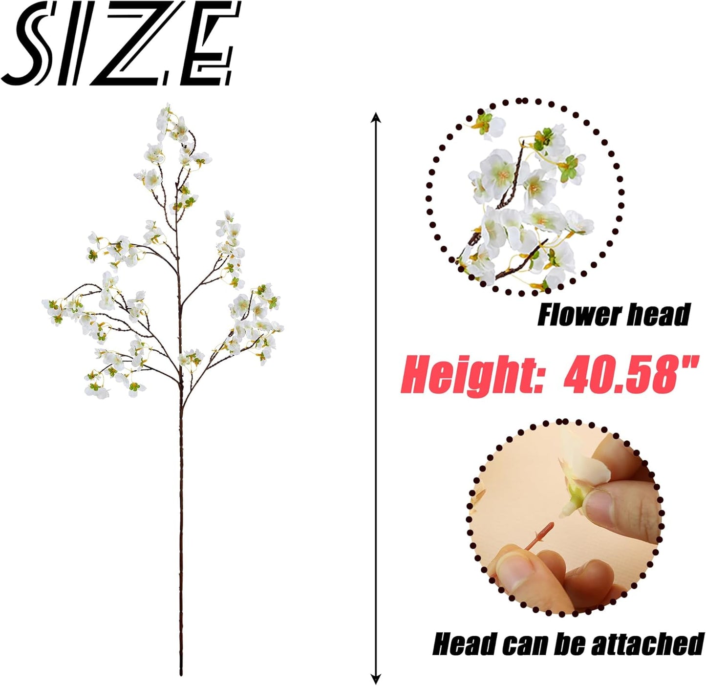 6Pcs Artificial Cherry Blossom Branches Decor Fake Flowers Silk Spring Faux Flowers 16" Peach Bouquet for Home Wedding Bedroom Japanese Decoration DIY Table Centerpiece Arrangement(Pink)