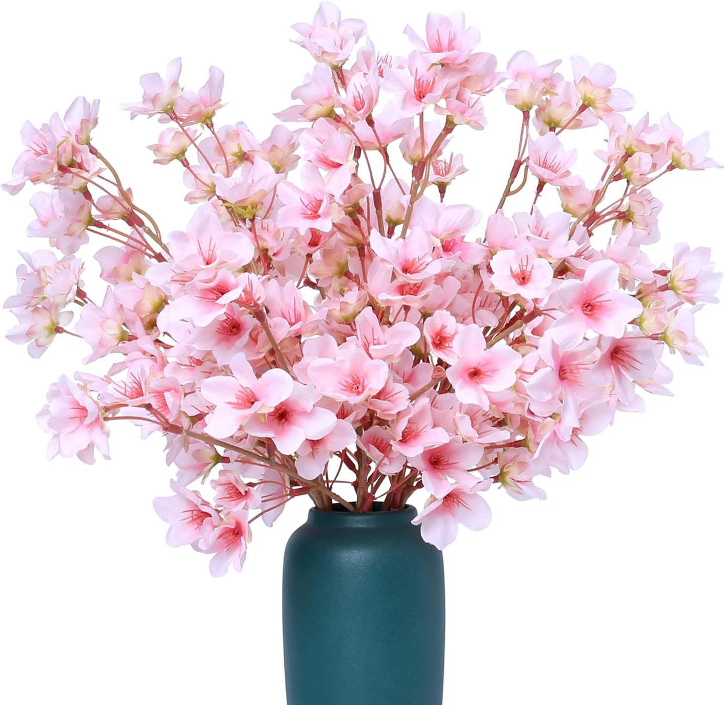 6Pcs Artificial Cherry Blossom Branches Decor Fake Flowers Silk Spring Faux Flowers 16" Peach Bouquet for Home Wedding Bedroom Japanese Decoration DIY Table Centerpiece Arrangement(Pink)