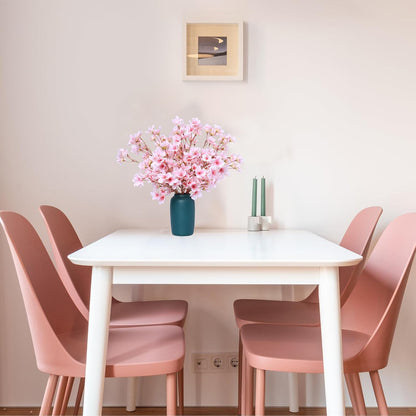 6Pcs Artificial Cherry Blossom Branches Decor Fake Flowers Silk Spring Faux Flowers 16" Peach Bouquet for Home Wedding Bedroom Japanese Decoration DIY Table Centerpiece Arrangement(Pink)