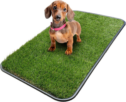 Artificial Grass Puppy Potty Training Pad with Tray, 15" x 30" Reusable Pee Pad for Small Pets and Dogs