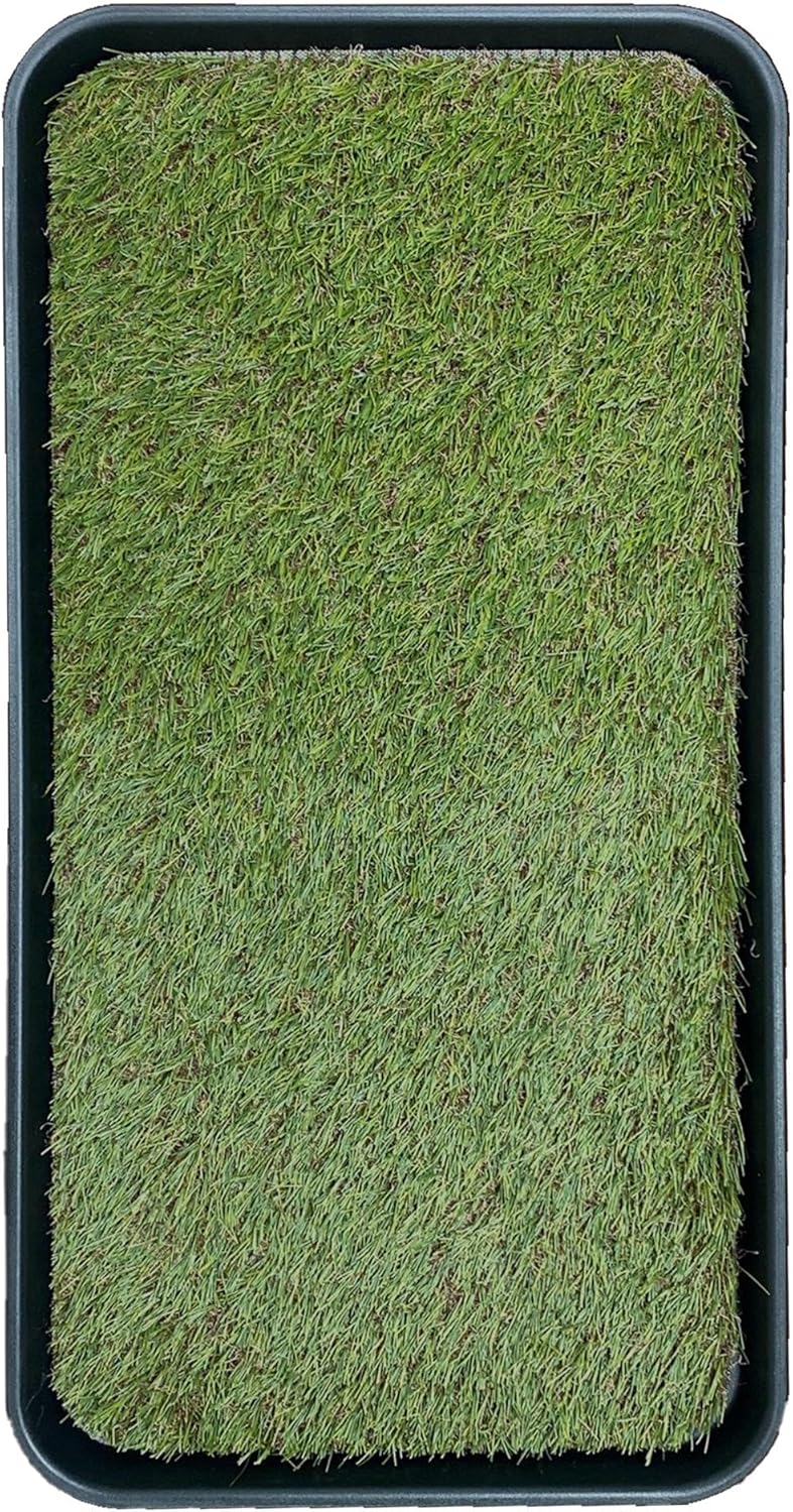 Artificial Grass Puppy Potty Training Pad with Tray, 15" x 30" Reusable Pee Pad for Small Pets and Dogs