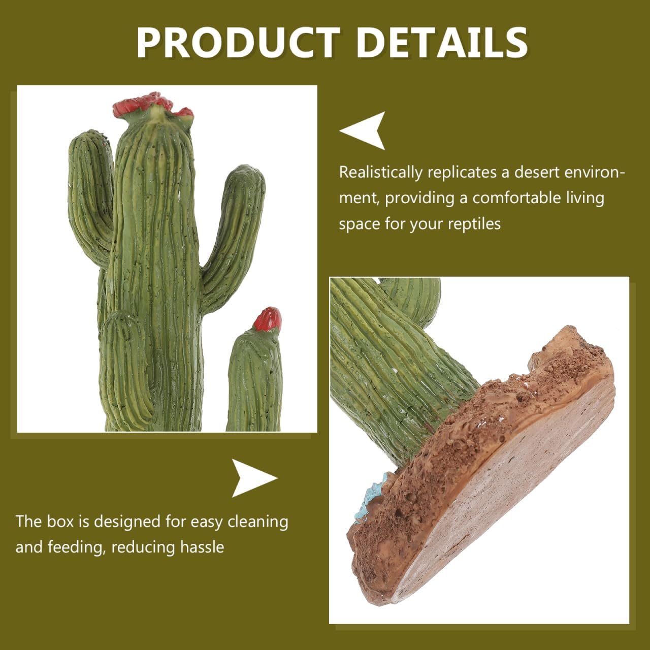Artificial Cactus Plant Small Terrarium Decor Resin Desert Diorama Project Fake Cactus for Sand Table Landscape Scene Reptile Habitat Decoration