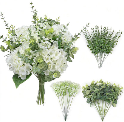 55pcs Hydrangea Artificial Flowers, Silk Fake Flower for Home Vase Decor