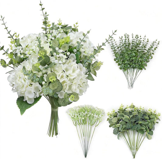 55pcs Hydrangea Artificial Flowers, Silk Fake Flower for Home Vase Decor