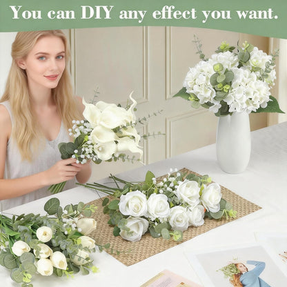 55pcs Hydrangea Artificial Flowers, Silk Fake Flower for Home Vase Decor