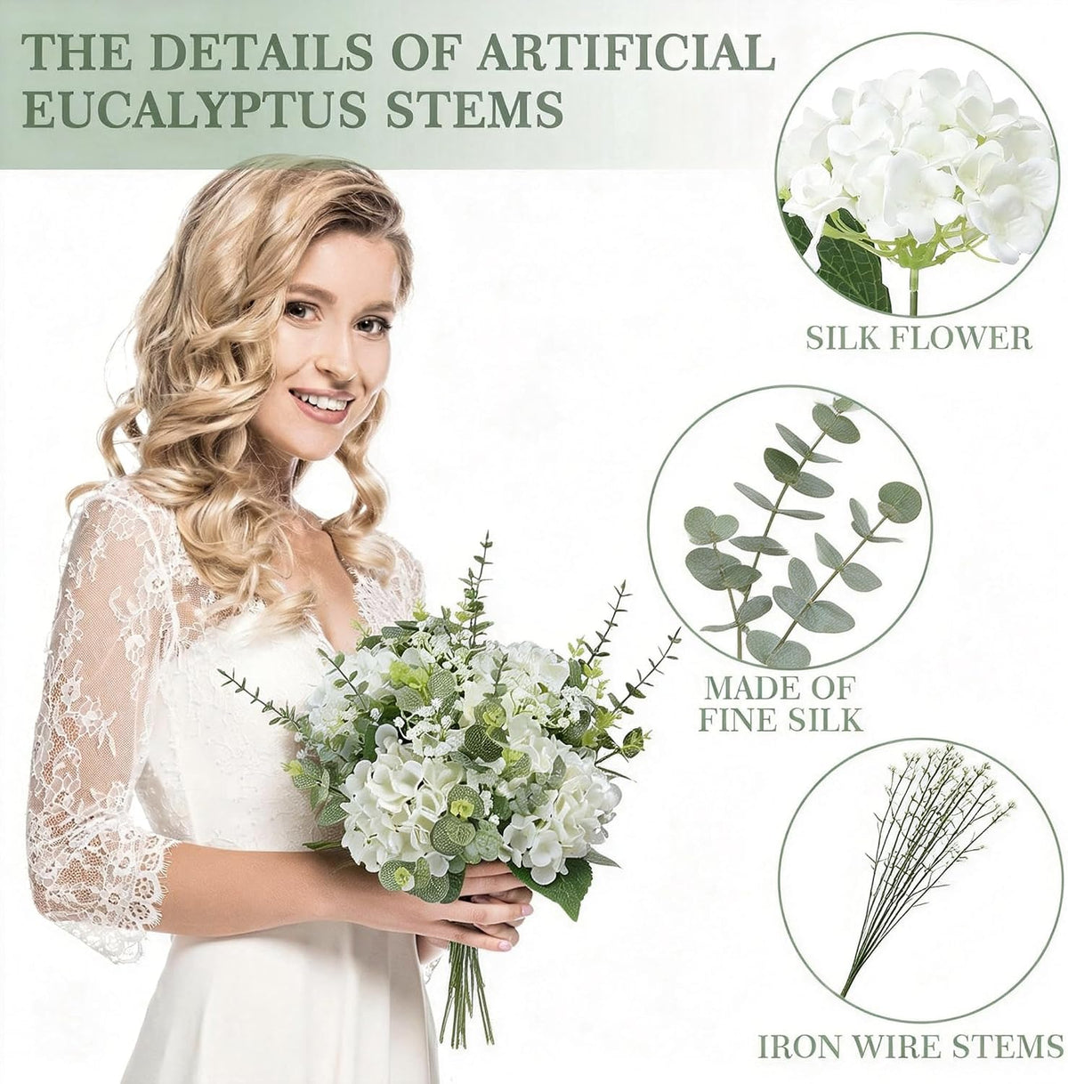 55pcs Hydrangea Artificial Flowers, Silk Fake Flower for Home Vase Decor