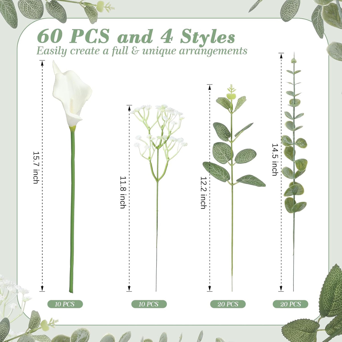 55pcs Hydrangea Artificial Flowers, Silk Fake Flower for Home Vase Decor