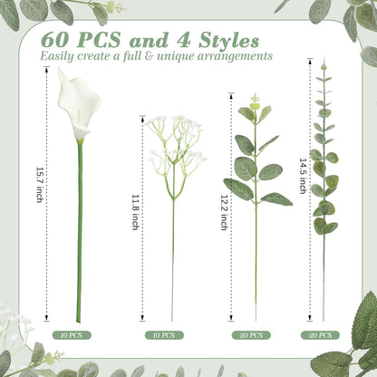 55pcs Hydrangea Artificial Flowers, Silk Fake Flower for Home Vase Decor