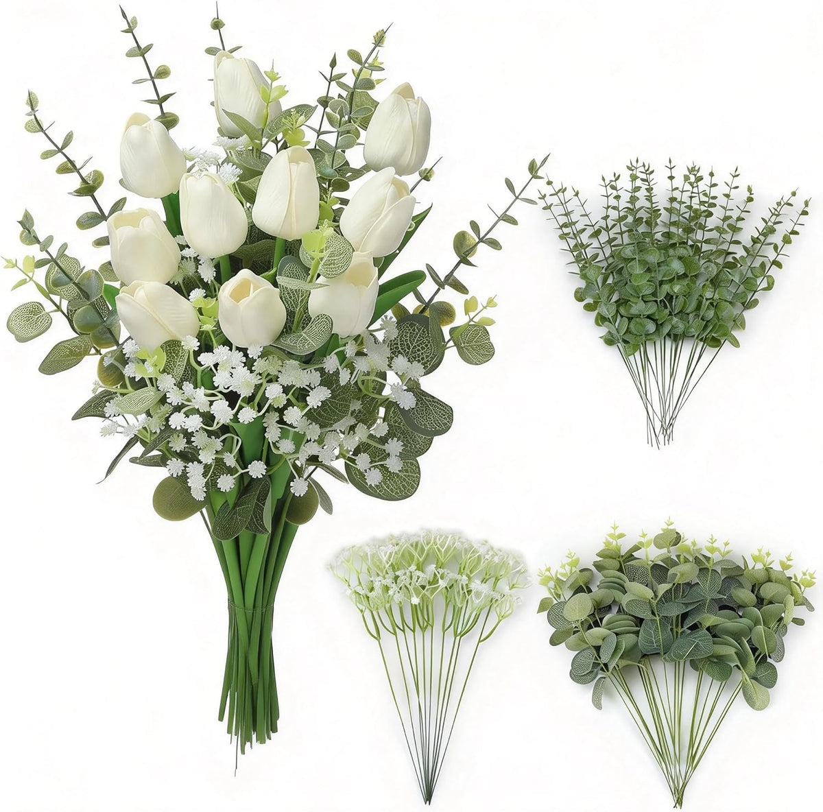 55pcs Hydrangea Artificial Flowers, Silk Fake Flower for Home Vase Decor
