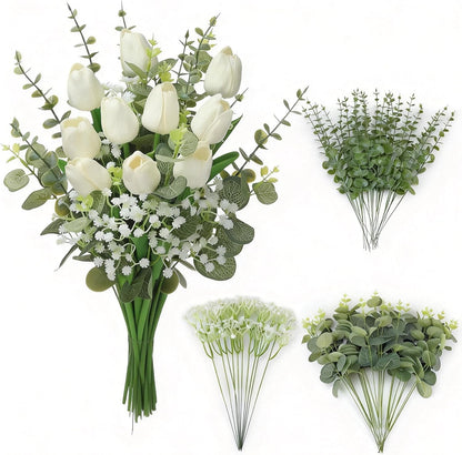 55pcs Hydrangea Artificial Flowers, Silk Fake Flower for Home Vase Decor