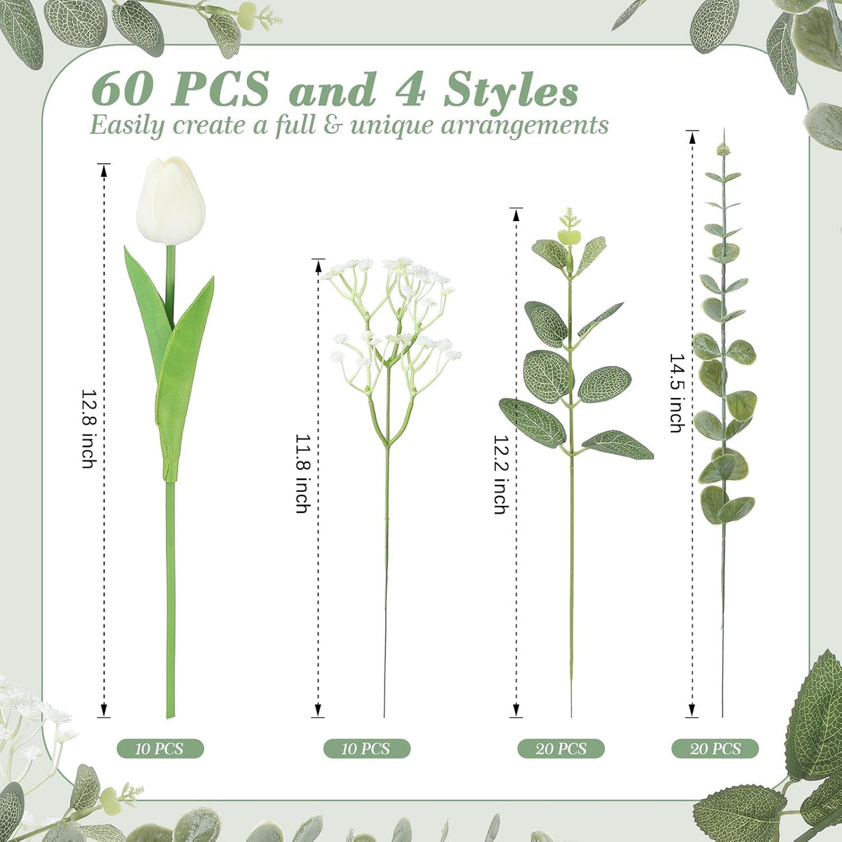 55pcs Hydrangea Artificial Flowers, Silk Fake Flower for Home Vase Decor