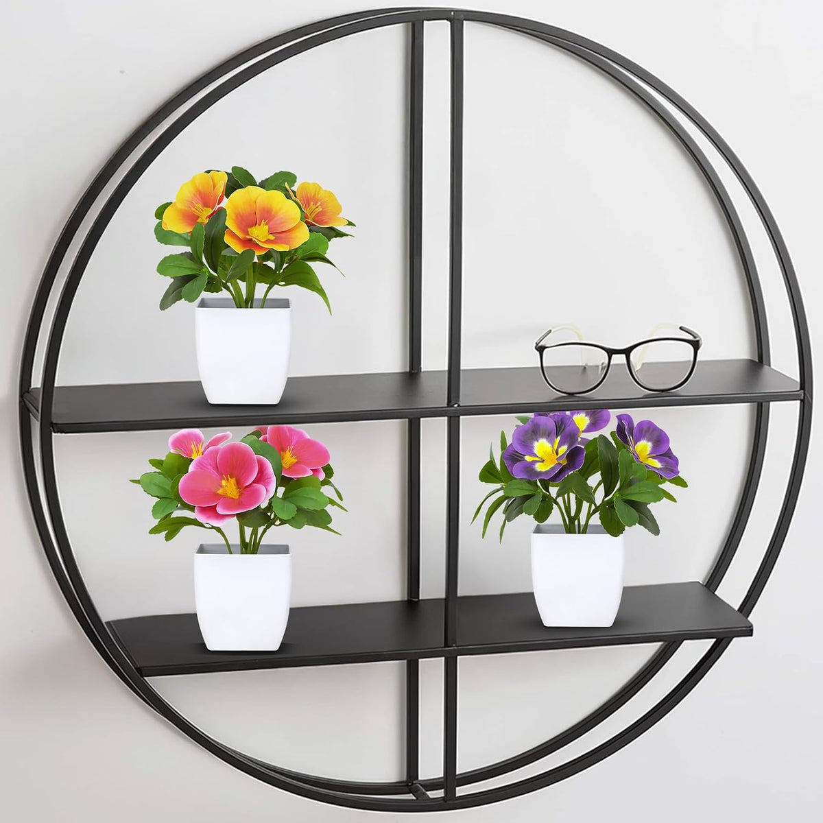 Artificial Pansy Flowers in Pots (6 Pack) - Bathroom Decor Plants 5.9" Mini Fake Plants with Small Plastic Pots, for Home Decor, Office, Table Decor，Patio Decoration Fake Greenery Gift Set