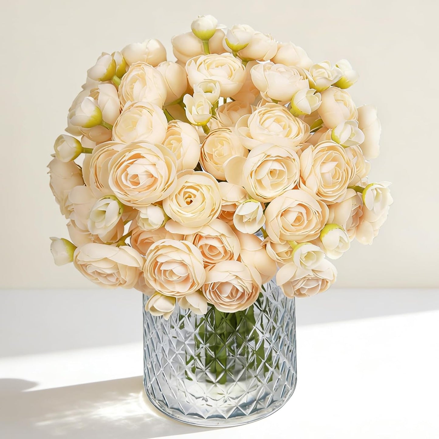 24 Pcs Ranunculus Artificial Flower Faux Silk Mini Ranunculus Flowers Fake Flowers for DIY Bouquet,Centerpieces Tables, Wedding Decor, Bridal Shower Decorations,Home Decor