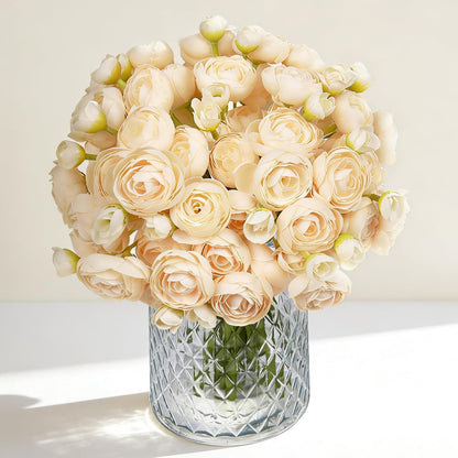 24 Pcs Ranunculus Artificial Flower Faux Silk Mini Ranunculus Flowers Fake Flowers for DIY Bouquet,Centerpieces Tables, Wedding Decor, Bridal Shower Decorations,Home Decor