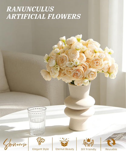 24 Pcs Ranunculus Artificial Flower Faux Silk Mini Ranunculus Flowers Fake Flowers for DIY Bouquet,Centerpieces Tables, Wedding Decor, Bridal Shower Decorations,Home Decor
