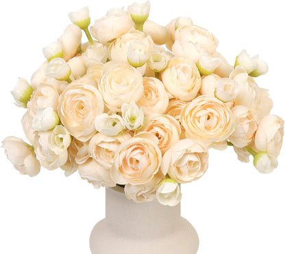 24 Pcs Ranunculus Artificial Flower Faux Silk Mini Ranunculus Flowers Fake Flowers for DIY Bouquet,Centerpieces Tables, Wedding Decor, Bridal Shower Decorations,Home Decor