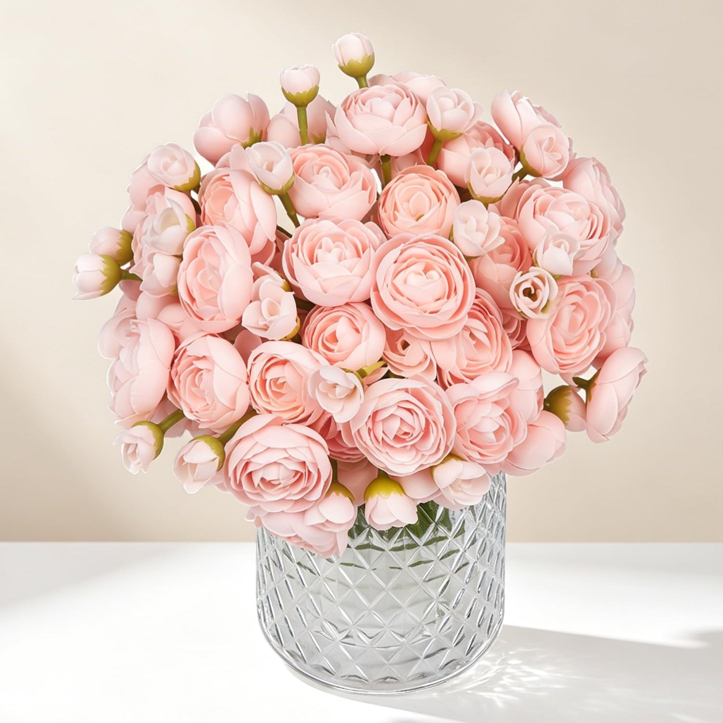 24 Pcs Ranunculus Artificial Flower Faux Silk Mini Ranunculus Flowers Fake Flowers for DIY Bouquet,Centerpieces Tables, Wedding Decor, Bridal Shower Decorations,Home Decor