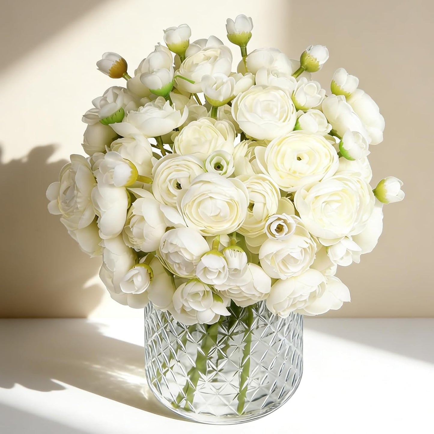 24 Pcs Ranunculus Artificial Flower Faux Silk Mini Ranunculus Flowers Fake Flowers for DIY Bouquet,Centerpieces Tables, Wedding Decor, Bridal Shower Decorations,Home Decor