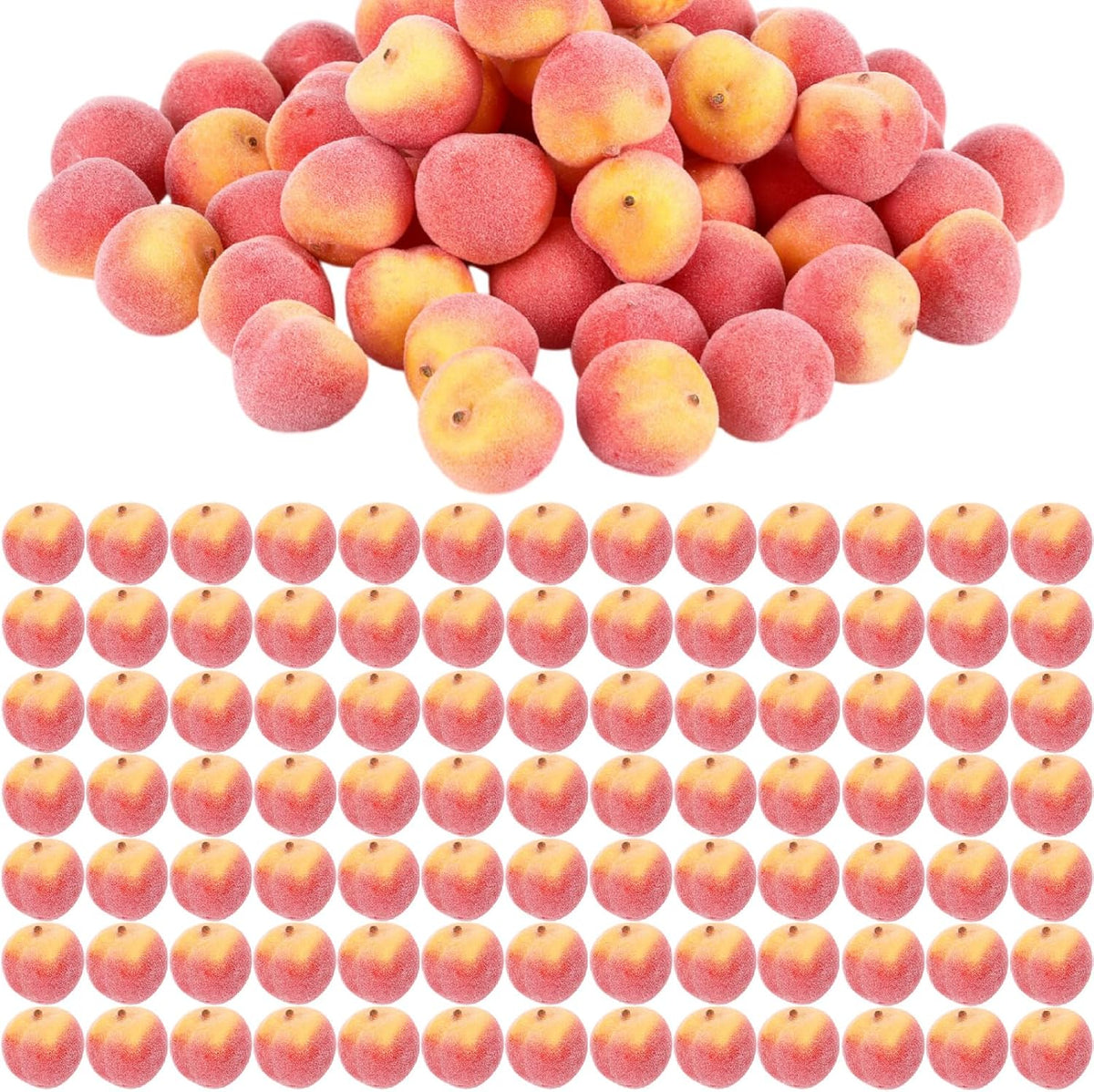 100 Pcs Artificial Peach Decorations Foam Peach Lifelike Fake Fruit Faux Small Simulation for Home Birthday Party Cabinet Table Festival Kitchen Harvest Photography Prop (1.38 Inch)