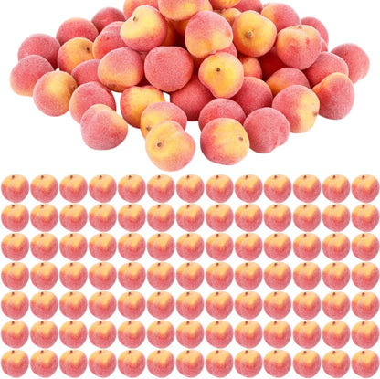 100 Pcs Artificial Peach Decorations Foam Peach Lifelike Fake Fruit Faux Small Simulation for Home Birthday Party Cabinet Table Festival Kitchen Harvest Photography Prop (1.38 Inch)