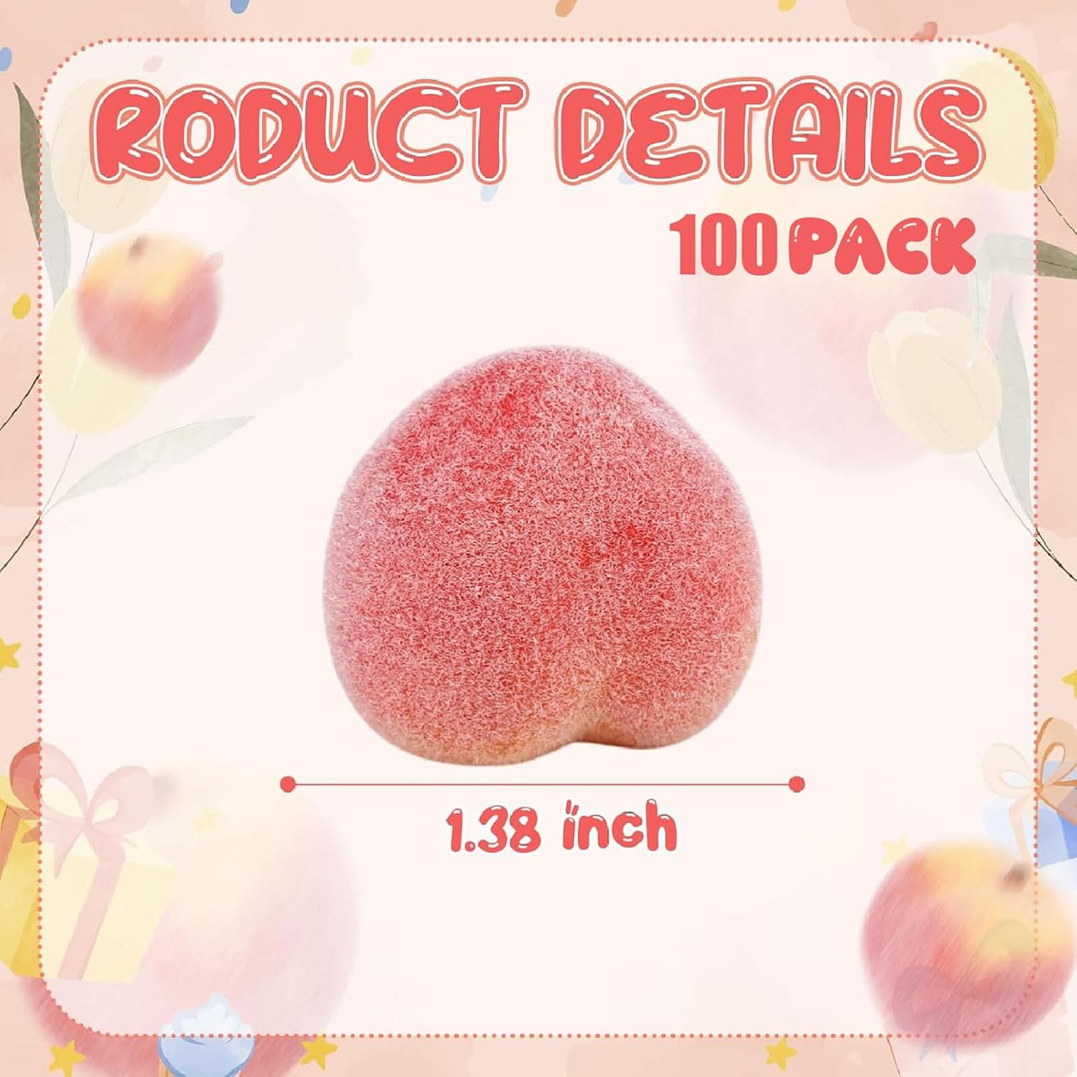 100 Pcs Artificial Peach Decorations Foam Peach Lifelike Fake Fruit Faux Small Simulation for Home Birthday Party Cabinet Table Festival Kitchen Harvest Photography Prop (1.38 Inch)