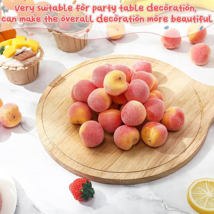 100 Pcs Artificial Peach Decorations Foam Peach Lifelike Fake Fruit Faux Small Simulation for Home Birthday Party Cabinet Table Festival Kitchen Harvest Photography Prop (1.38 Inch)