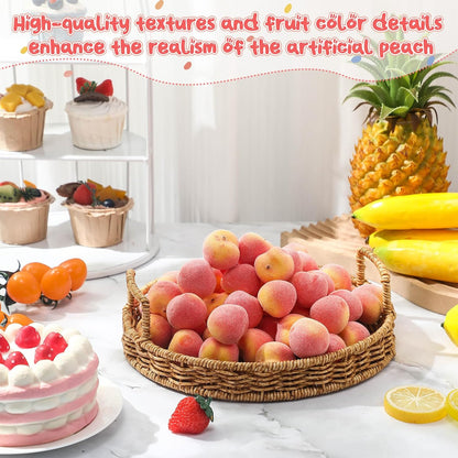 100 Pcs Artificial Peach Decorations Foam Peach Lifelike Fake Fruit Faux Small Simulation for Home Birthday Party Cabinet Table Festival Kitchen Harvest Photography Prop (1.38 Inch)