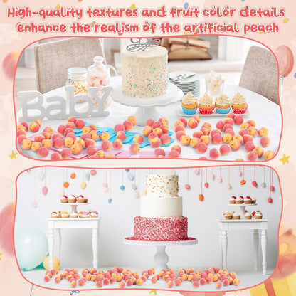 100 Pcs Artificial Peach Decorations Foam Peach Lifelike Fake Fruit Faux Small Simulation for Home Birthday Party Cabinet Table Festival Kitchen Harvest Photography Prop (1.38 Inch)