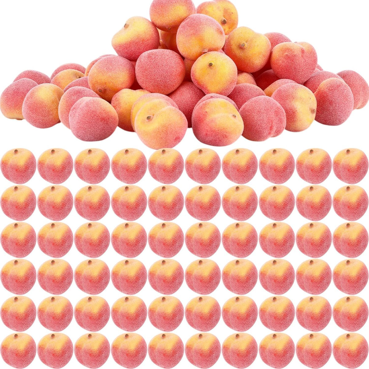 100 Pcs Artificial Peach Decorations Foam Peach Lifelike Fake Fruit Faux Small Simulation for Home Birthday Party Cabinet Table Festival Kitchen Harvest Photography Prop (1.38 Inch)