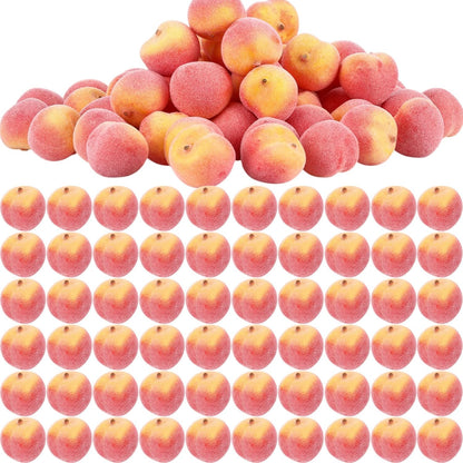 100 Pcs Artificial Peach Decorations Foam Peach Lifelike Fake Fruit Faux Small Simulation for Home Birthday Party Cabinet Table Festival Kitchen Harvest Photography Prop (1.38 Inch)