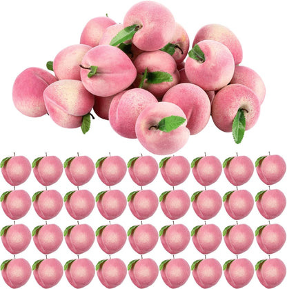 100 Pcs Artificial Peach Decorations Foam Peach Lifelike Fake Fruit Faux Small Simulation for Home Birthday Party Cabinet Table Festival Kitchen Harvest Photography Prop (1.38 Inch)
