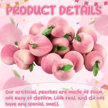 100 Pcs Artificial Peach Decorations Foam Peach Lifelike Fake Fruit Faux Small Simulation for Home Birthday Party Cabinet Table Festival Kitchen Harvest Photography Prop (1.38 Inch)