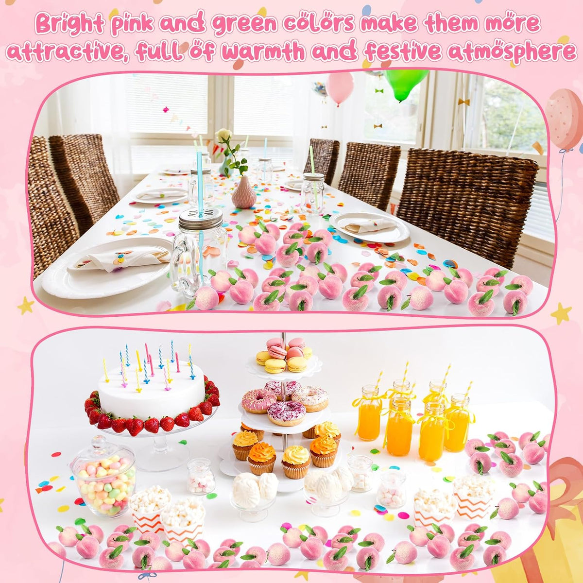 100 Pcs Artificial Peach Decorations Foam Peach Lifelike Fake Fruit Faux Small Simulation for Home Birthday Party Cabinet Table Festival Kitchen Harvest Photography Prop (1.38 Inch)