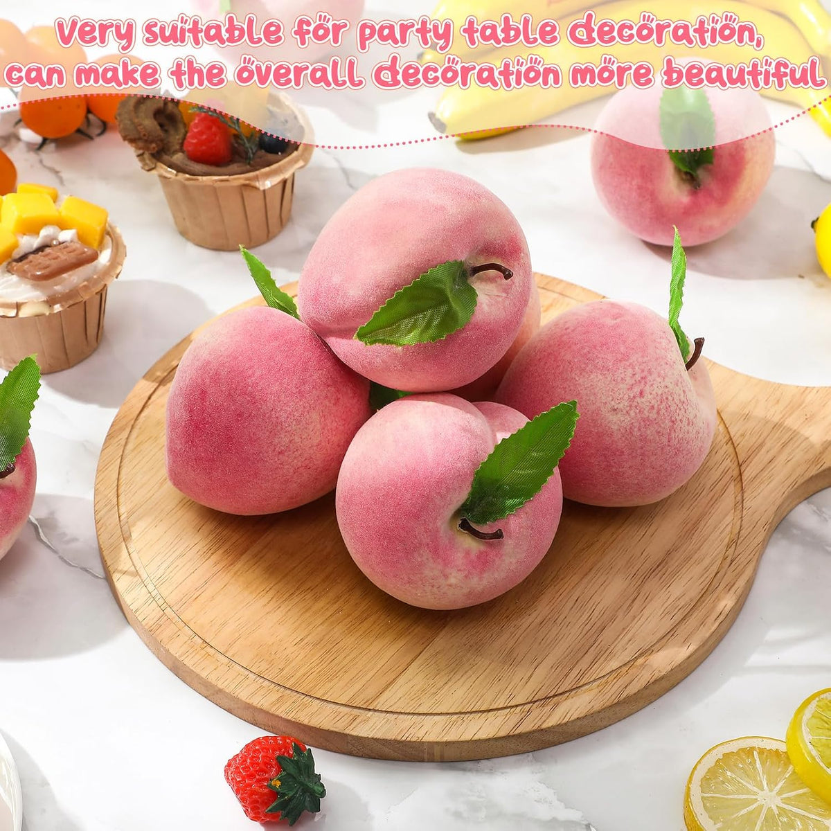 100 Pcs Artificial Peach Decorations Foam Peach Lifelike Fake Fruit Faux Small Simulation for Home Birthday Party Cabinet Table Festival Kitchen Harvest Photography Prop (1.38 Inch)