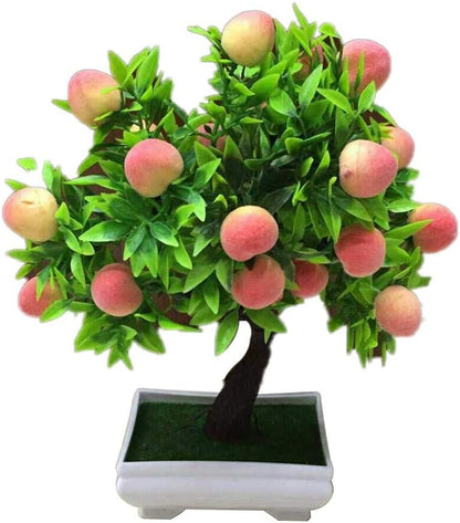 1Pc Potted Artificial Peach Fruit Tree Bonsai Home Garden Desktop Decor Prop Party DIY Decoration
