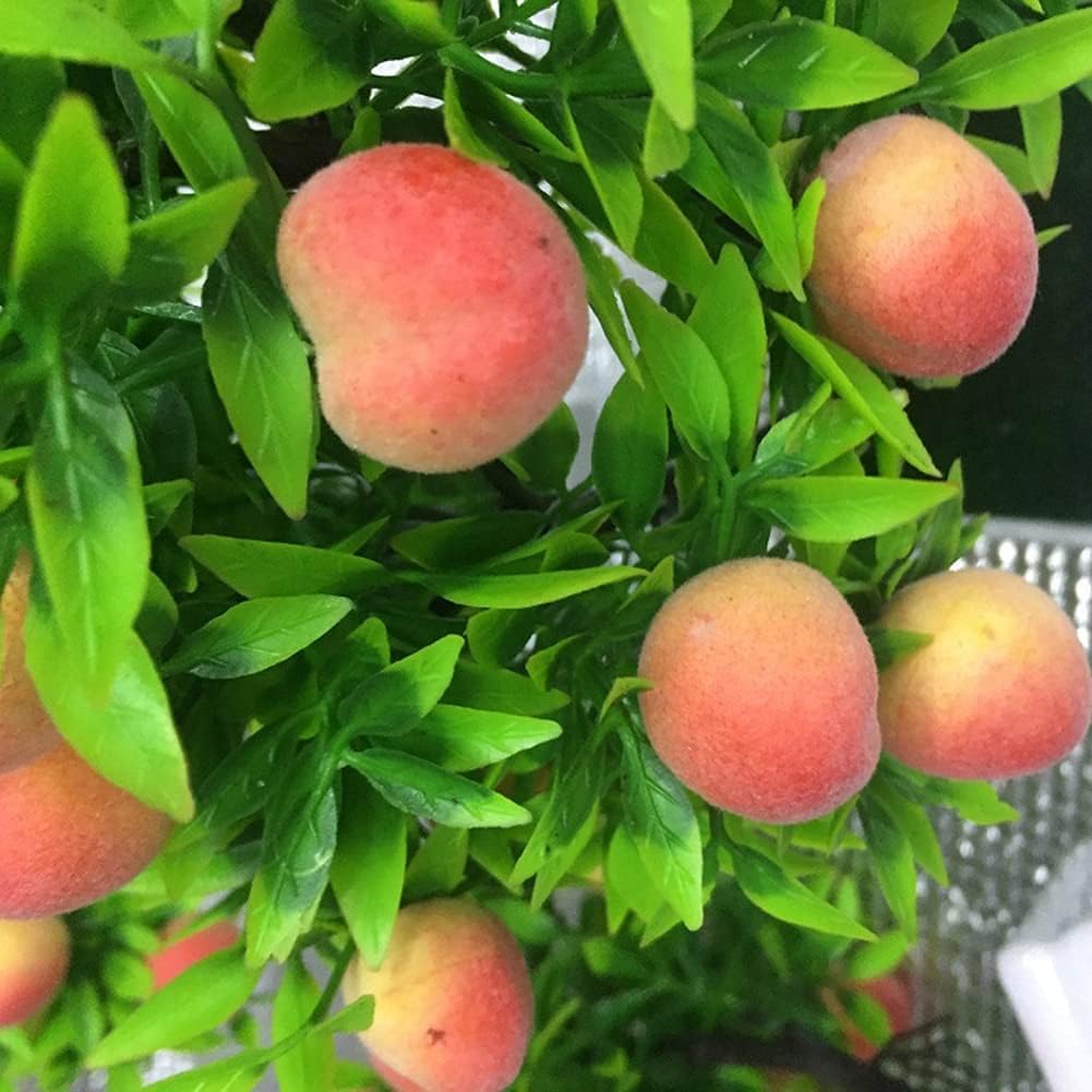 1Pc Potted Artificial Peach Fruit Tree Bonsai Home Garden Desktop Decor Prop Party DIY Decoration