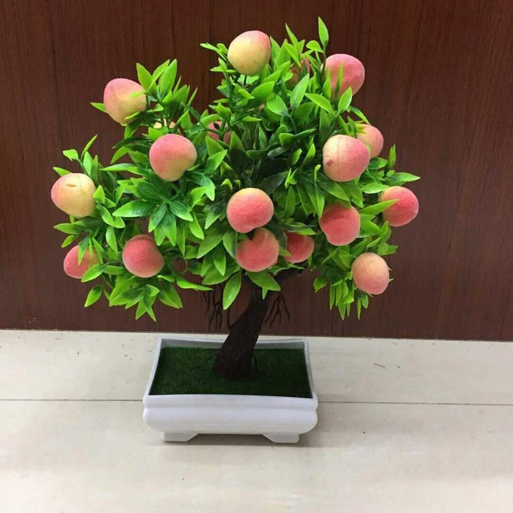 1Pc Potted Artificial Peach Fruit Tree Bonsai Home Garden Desktop Decor Prop Party DIY Decoration