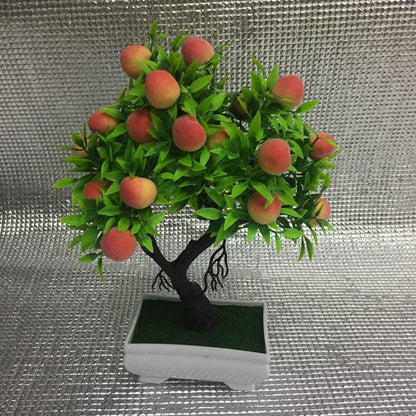 1Pc Potted Artificial Peach Fruit Tree Bonsai Home Garden Desktop Decor Prop Party DIY Decoration