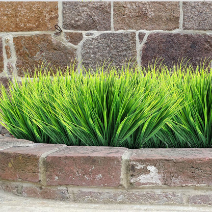 40 Bundles Artificial Grasses Outdoor UV Resistant Fake Plants No Fade Faux Grass Plastic Wheat Grass Greenery Shrubs Garden Porch Window Box Decorating Craft