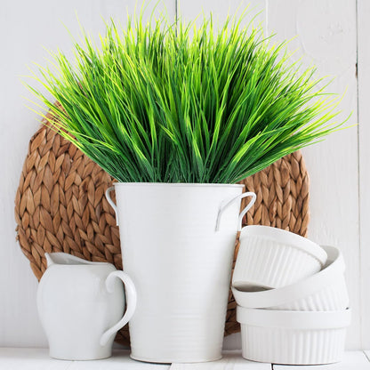 40 Bundles Artificial Grasses Outdoor UV Resistant Fake Plants No Fade Faux Grass Plastic Wheat Grass Greenery Shrubs Garden Porch Window Box Decorating Craft