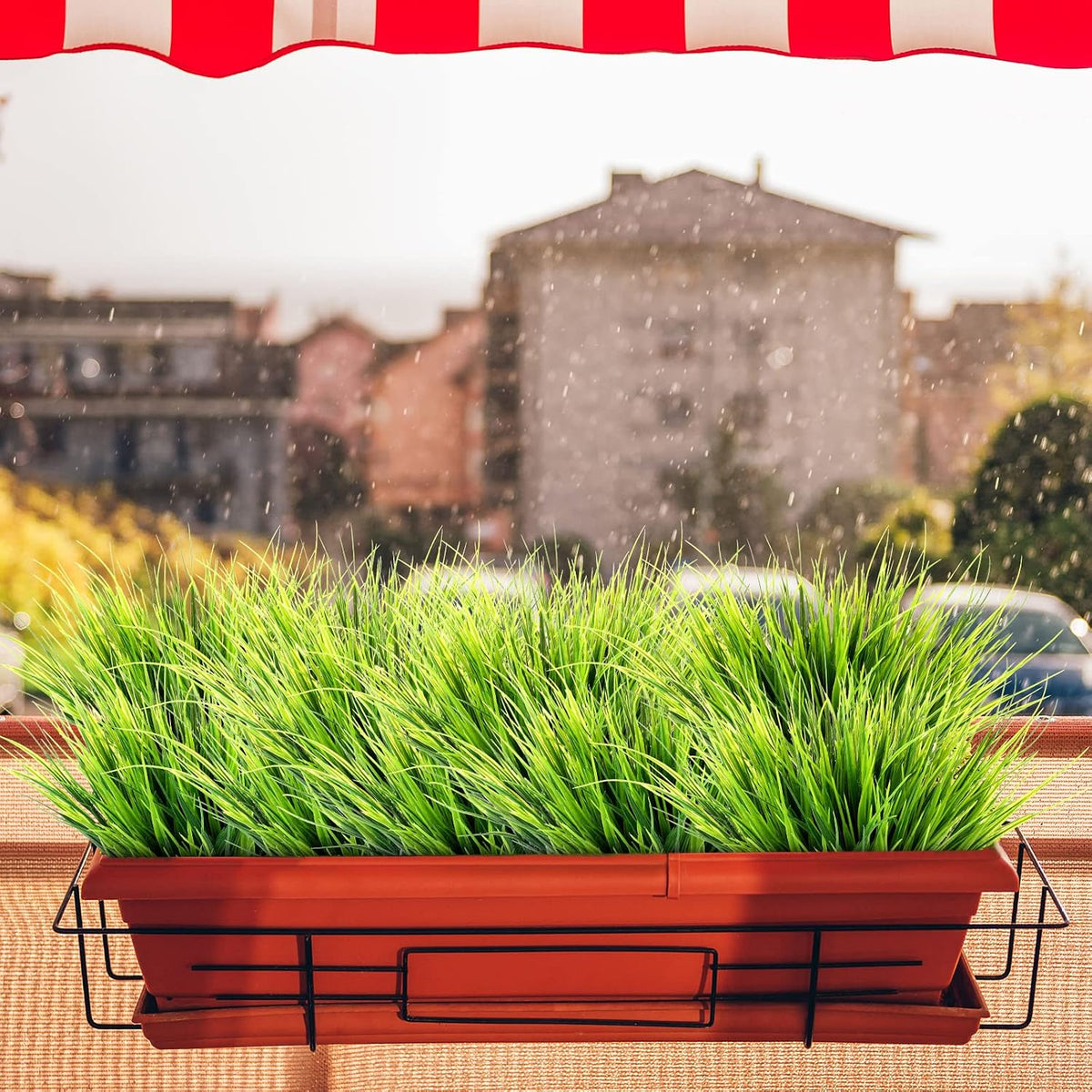 40 Bundles Artificial Grasses Outdoor UV Resistant Fake Plants No Fade Faux Grass Plastic Wheat Grass Greenery Shrubs Garden Porch Window Box Decorating Craft