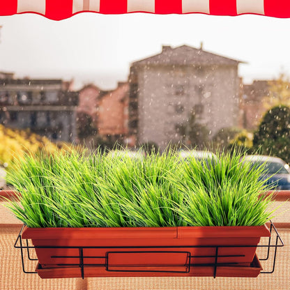 40 Bundles Artificial Grasses Outdoor UV Resistant Fake Plants No Fade Faux Grass Plastic Wheat Grass Greenery Shrubs Garden Porch Window Box Decorating Craft