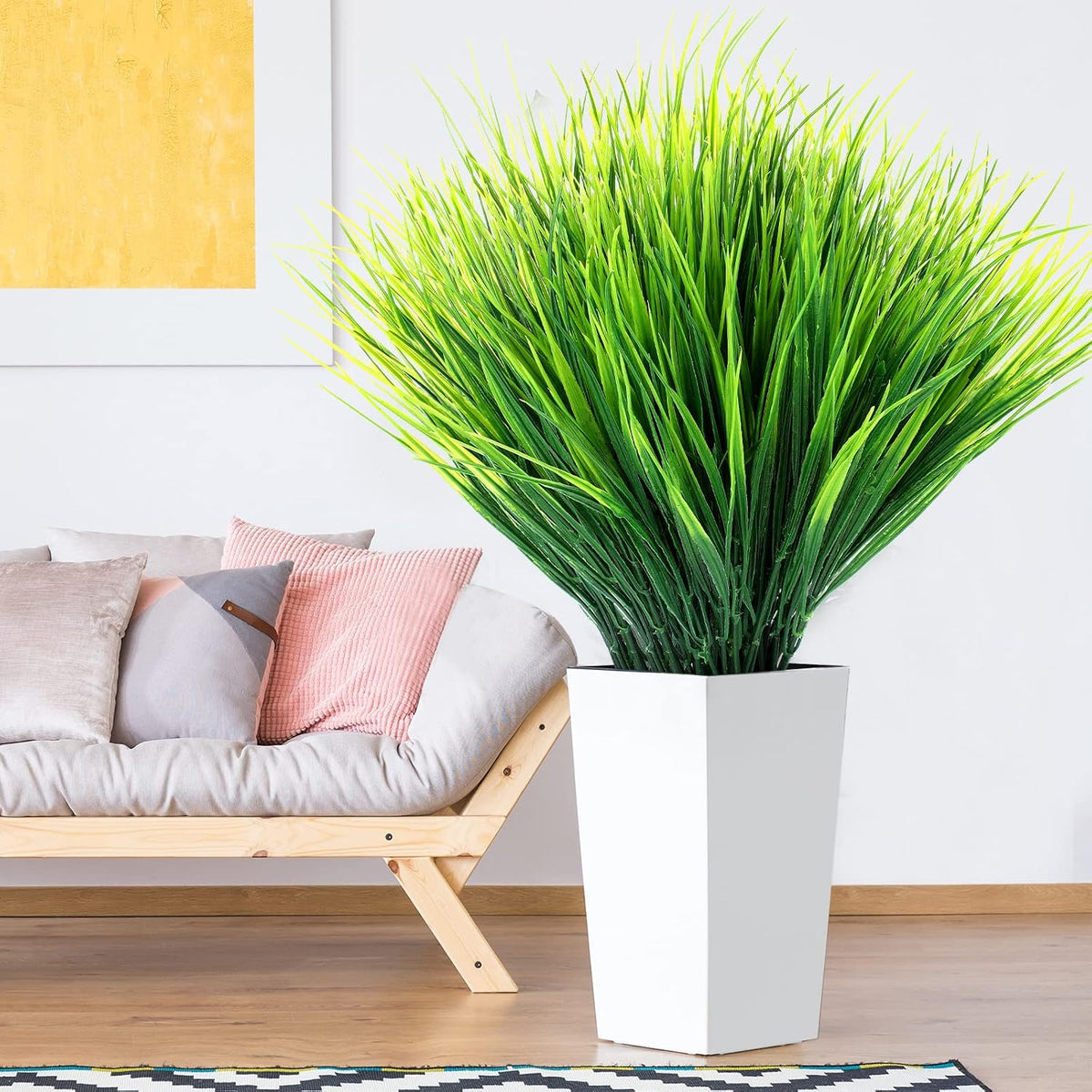 40 Bundles Artificial Grasses Outdoor UV Resistant Fake Plants No Fade Faux Grass Plastic Wheat Grass Greenery Shrubs Garden Porch Window Box Decorating Craft