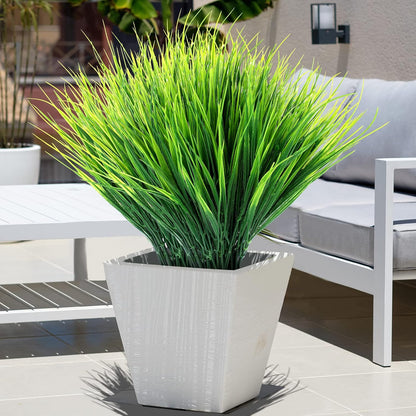 40 Bundles Artificial Grasses Outdoor UV Resistant Fake Plants No Fade Faux Grass Plastic Wheat Grass Greenery Shrubs Garden Porch Window Box Decorating Craft